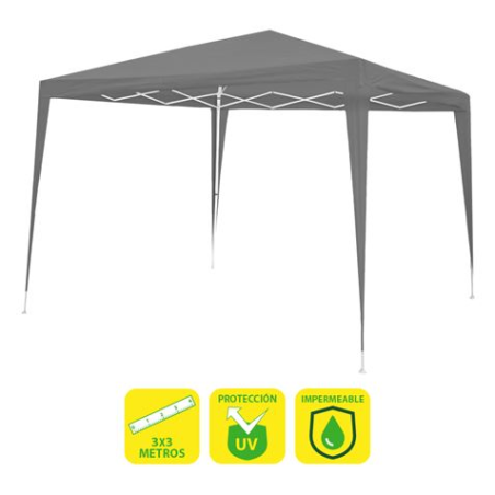Tente en acier raphia Sungarden 3x3m - Couleur gris