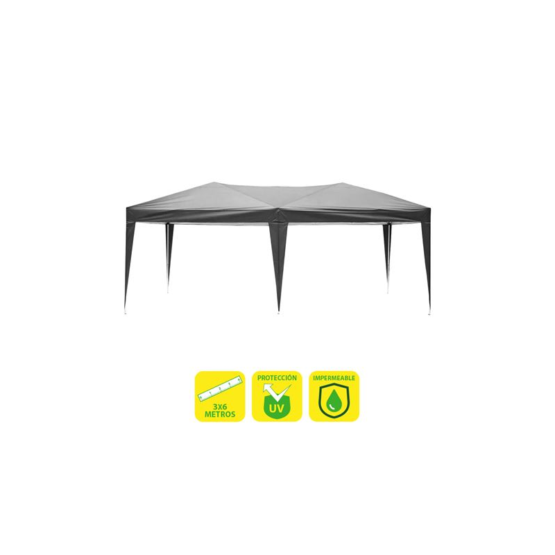 Tente Pliante En Acier Sungarden 3x6m - Couleur Grise