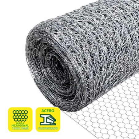 Sungarden Hexagonal Poulailler Maille 19x0.7mm 1x50m - Couleur Grise