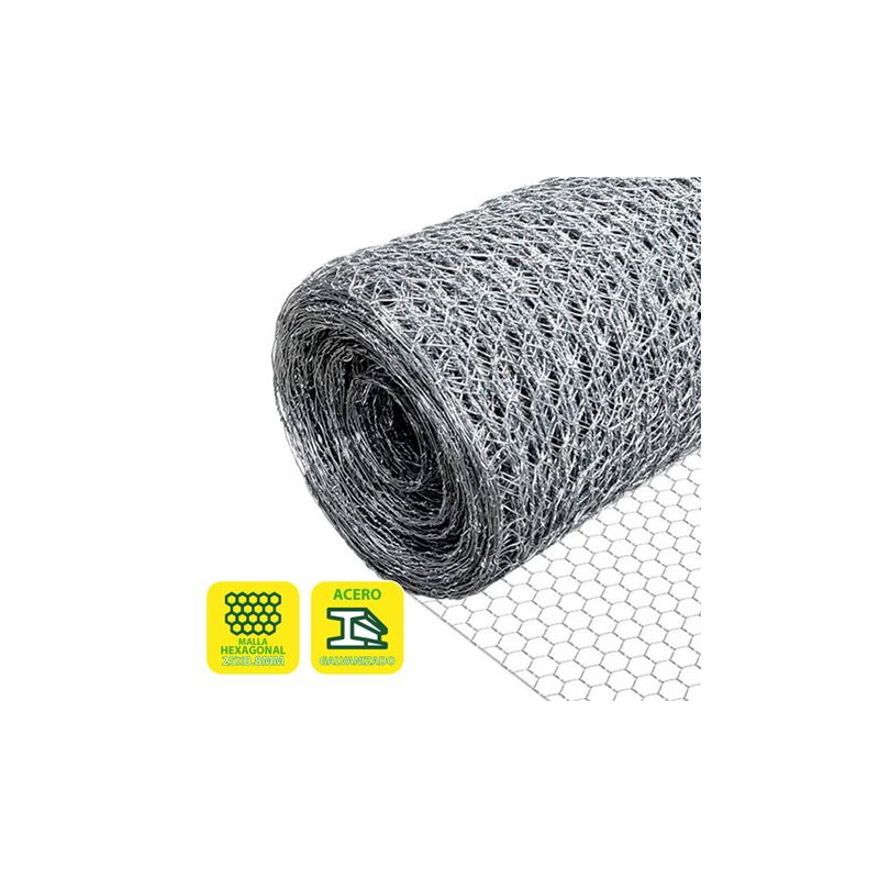 Sungarden Hexagonal Poulailler Maille 25x0.8mm 1x50m - Couleur Grise