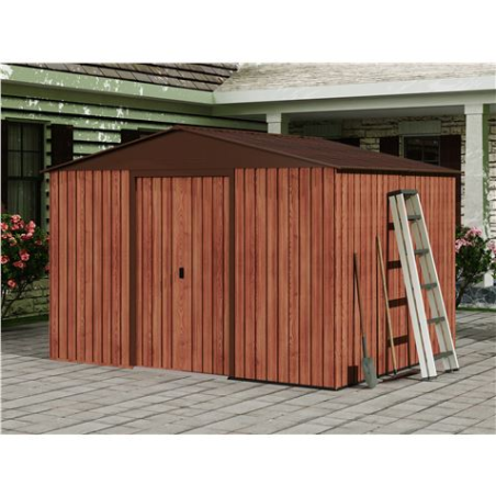 Abri de jardin en métal Sungarden - Porte coulissante - 7,4 m² - Couleur bois