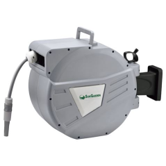 Tuyau Sungarden SG0166 30 mètres - Enrouleur automatique avec guide - Rétraction lente - Support mural - Pivotant à 180 degrés -