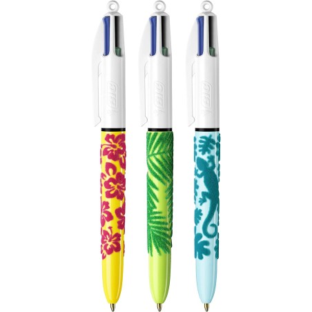 stylos bille motifs tropicaux colorés