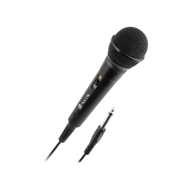 NGS Singer Fire Microphone - Bouton Marche/Arrêt - Jack 6,3 mm - Câble de 3 m - Couleur Noir