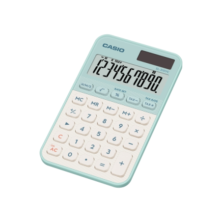 Calculatrice de poche Casio SL-310YC avec écran LCD 10 chiffres - Calculatrice fiscale - Alimentation solaire et piles - Compact