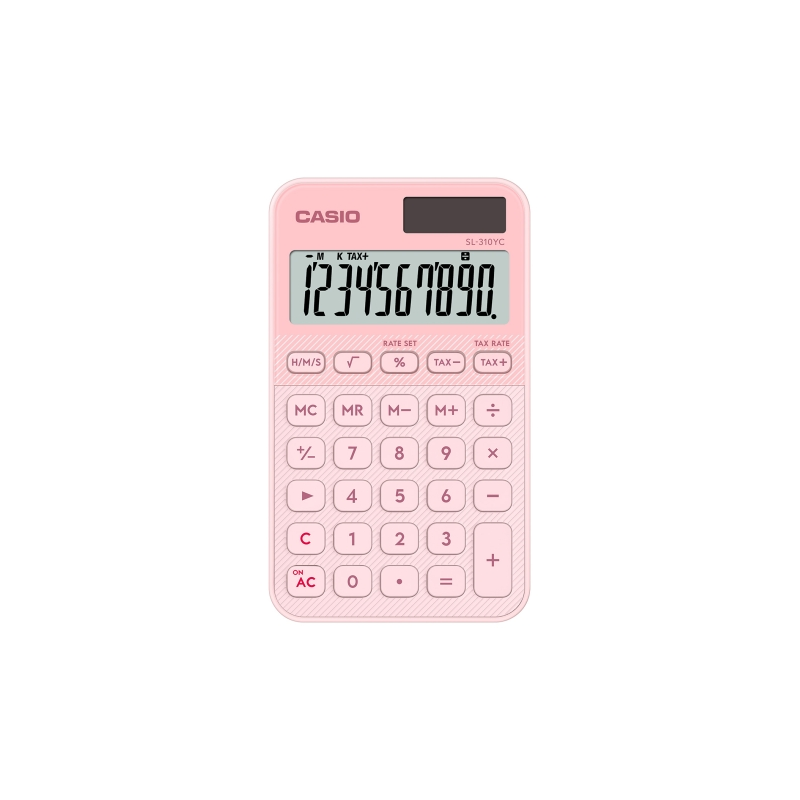 Calculatrice de poche Casio SL-310YC avec écran LCD 10 chiffres - Calculatrice fiscale - Alimentation solaire et piles - Compact