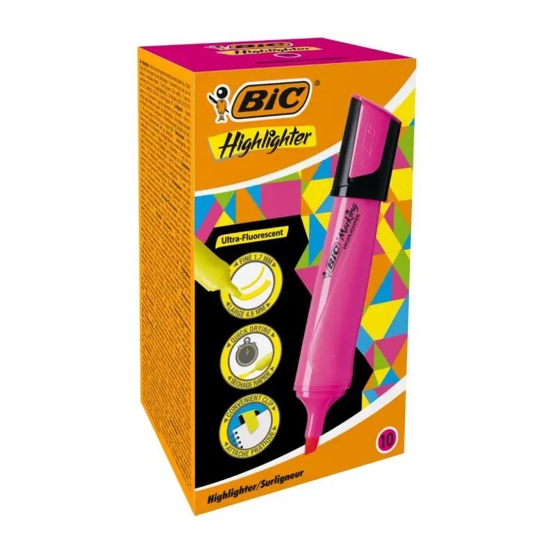 Surligneurs rose Bic x10