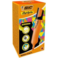 Boîte surligneurs orange Bic x10