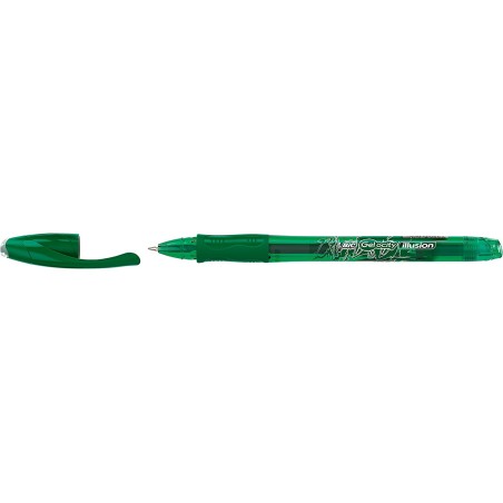 Stylo gel effaçable vert 0,7 mm Bic Gel-ocity Illusion x12