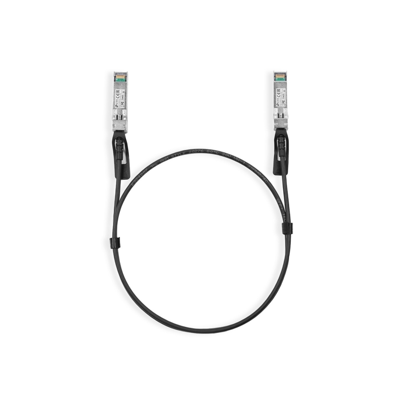 TP-Link Omada SM5220-1M Cable de Conexion Directa de 1m - Velocidad hasta 10Gbps - Conector 10G SFP+ - Cobre Plateado - Color Ne