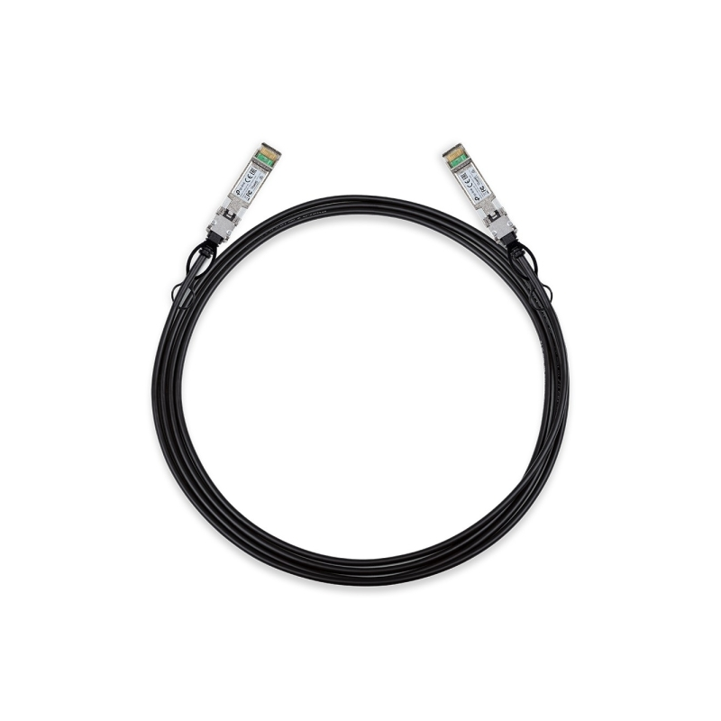 TP-Link Omada SM5220-3M Cable de Conexion Directa de 3m - Velocidad hasta 10Gbps - Conector 10G SFP+ - Cobre Plateado - Color Ne