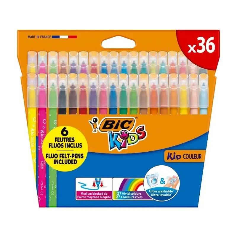 Bic Kids Feutres Lavables Lot de 36 Couleurs Assorties Bic Kids Feutres Lavables Lot de 36 Couleurs Assorties