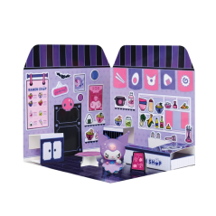 Comansi Sticker House Kuromi Ramen Shop - Figurine incluse - Autocollants lavables - Décor adorable - Jeu créatif