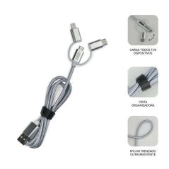 Chargeur de voiture Subblim Dual USB - Longueur 1 m - Charge rapide jusqu'à 2 400 A/12 W - Extérieur en fibre de nylon durable -