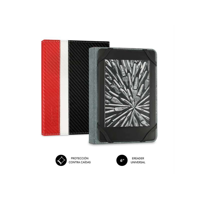 Étui Subblim pour liseuse 6" Protection légère - Combinaison de couleurs élégante - Fibre de carbone résistante - Intérieur velo