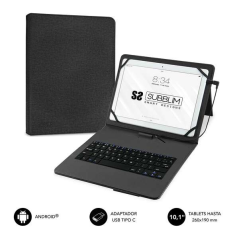 Subblim Keytab Pro USB - Clavier avec étui universel pour tablettes - Confort et flexibilité lors de la frappe - Angle idéal pou