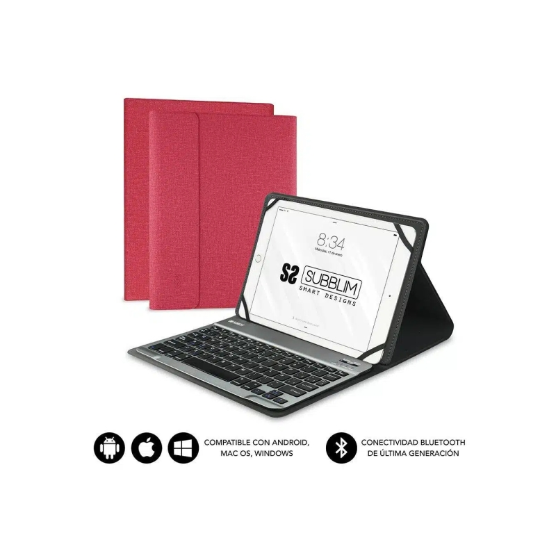 Clavier Bluetooth détachable Subblim - Étui universel 9-10,1" - Design ultra-fin - Support réglable - Accès complet - Fermeture