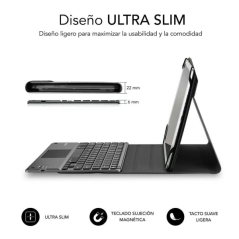 Clavier Bluetooth détachable Subblim - Étui universel 9-10,1" - Design ultra-fin - Support réglable - Pavé tactile - Système mag