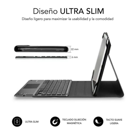 Clavier Bluetooth détachable Subblim - Étui universel 9-10,1" - Design ultra-fin - Support réglable - Pavé tactile - Système mag