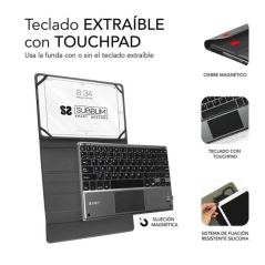 Clavier Bluetooth détachable Subblim - Étui universel 9-10,1" - Design ultra-fin - Support réglable - Pavé tactile - Système mag