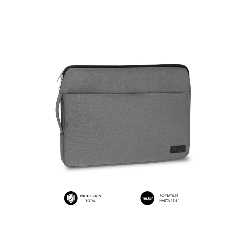 Housse Subblim Urban 15,6" - Protection élégante et fonctionnelle - Tissu polyester 600D - Intérieur rembourré en mousse - Gris