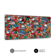 Tapis de souris Subblim Graffiti - Taille 900x400 mm - Caoutchouc antidérapant - Bords cousus - Haute élasticité - Technologie d