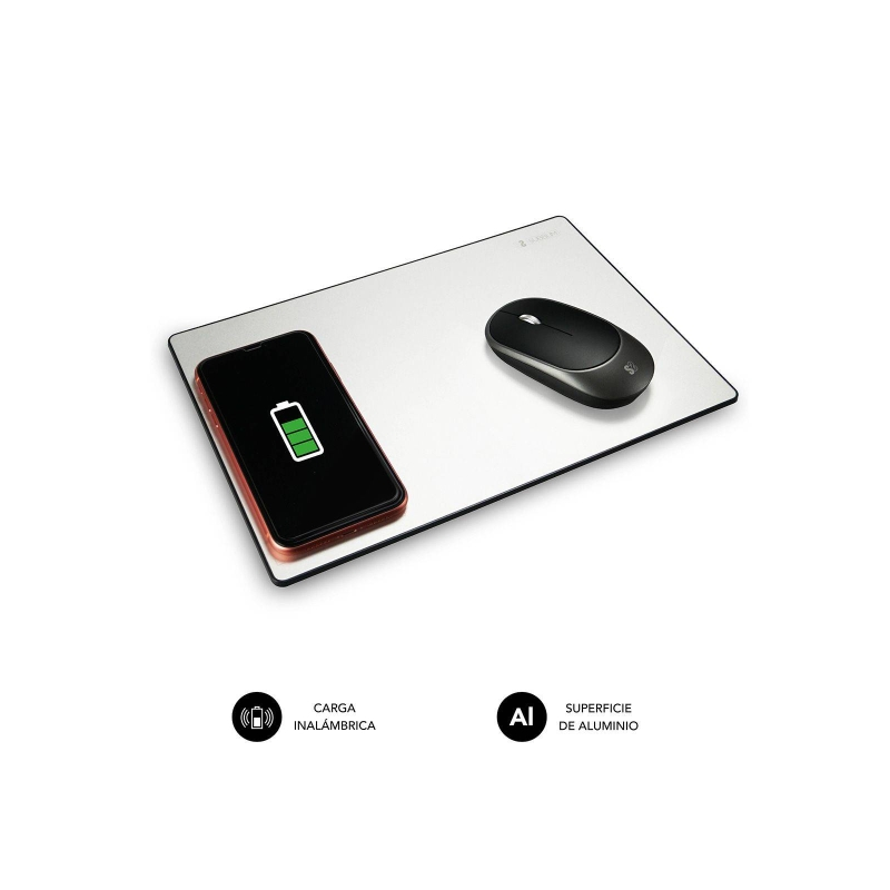 Sous-main en aluminium Subblim - 10 x 10 cm - Chargeur sans fil pour smartphones - Base antidérapante - Bords renforcés