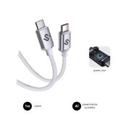 Câble USB-C Subblim Optimus - 60 W - Nylon tressé - 480 Mbps - 1 mètre - Blanc