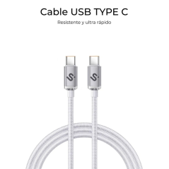 Câble USB-C Subblim Optimus - 60 W - Nylon tressé - 480 Mbps - 2 mètres - Blanc