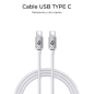 Câble USB-C Subblim Optimus - 60 W - Nylon tressé - 480 Mbps - 2 mètres - Blanc