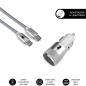 Chargeur de voiture Subblim Dual PD20W+QC3.0+Câble C vers C/Lightning - 20W - Charge rapide simultanée - Câble USB C réversible