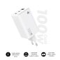 Chargeur mural Subblim GaN 100 W - 3 ports (2 x USB-C + 1 x USB-A) - Charge ultra rapide - Blanc