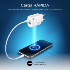 Chargeur mural Subblim 25 W GaN - USB-C + USB-A - Charge rapide - Blanc