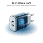 Chargeur mural Subblim GaN 25 W - 2 x USB-C - Charge rapide - Blanc