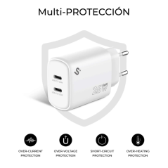 Chargeur mural Subblim GaN 25 W - 2 x USB-C - Charge rapide - Blanc