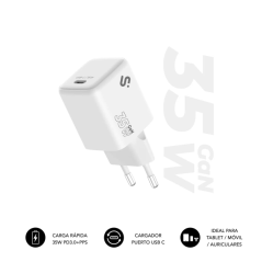 Chargeur mural Subblim GaN 35 W - USB-C - Charge rapide - Blanc