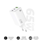 Chargeur mural Subblim GaN 65 W - 3 ports (2 x USB-C + 1 x USB-A) - Charge ultra rapide - Blanc