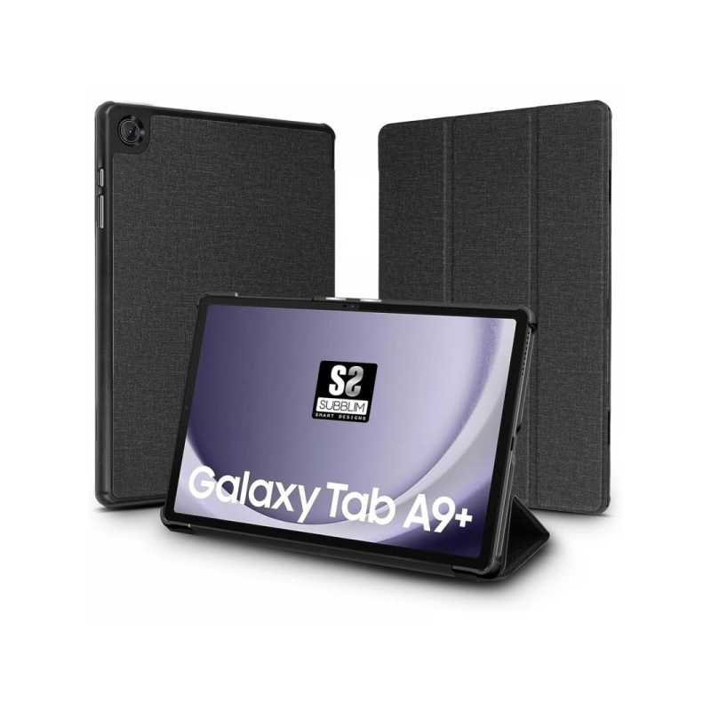 Subblim Shock Case Coque Exclusive pour Samsung Galaxy Tab A9+ - Fermeture Magnétique - Bords Renforcés - 3 Modes de Support Cou