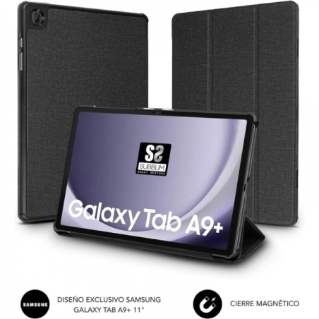 Subblim Shock Case Coque Exclusive pour Samsung Galaxy Tab A9+ - Fermeture Magnétique - Bords Renforcés - 3 Modes de Support Cou