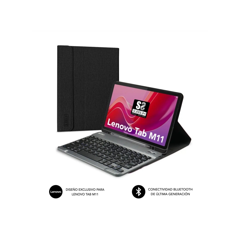 Subblim Keytab Pro BT Étui Exclusif + Clavier pour Tablette Lenovo Tab M11 - Clavier Bluetooth Compact - Fermeture Magnétique -