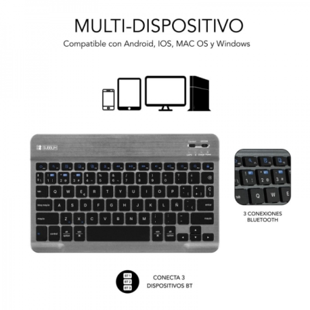 Étui exclusif Subblim Keytab Pro BT + clavier pour tablette Samsung Galaxy Tab A9+ 11 ? - Clavier Bluetooth compact - Fermeture