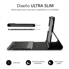 Étui exclusif Subblim Keytab Pro BT + clavier pour tablette Samsung Galaxy Tab A9+ 11 ? - Clavier Bluetooth compact - Fermeture