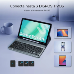 Étui clavier Subblim KeyTab Pro BT pour Samsung Galaxy Tab A11+ 11" - Bluetooth 5.2 - Protection à 360° - Jusqu'à 30 h d'autonom