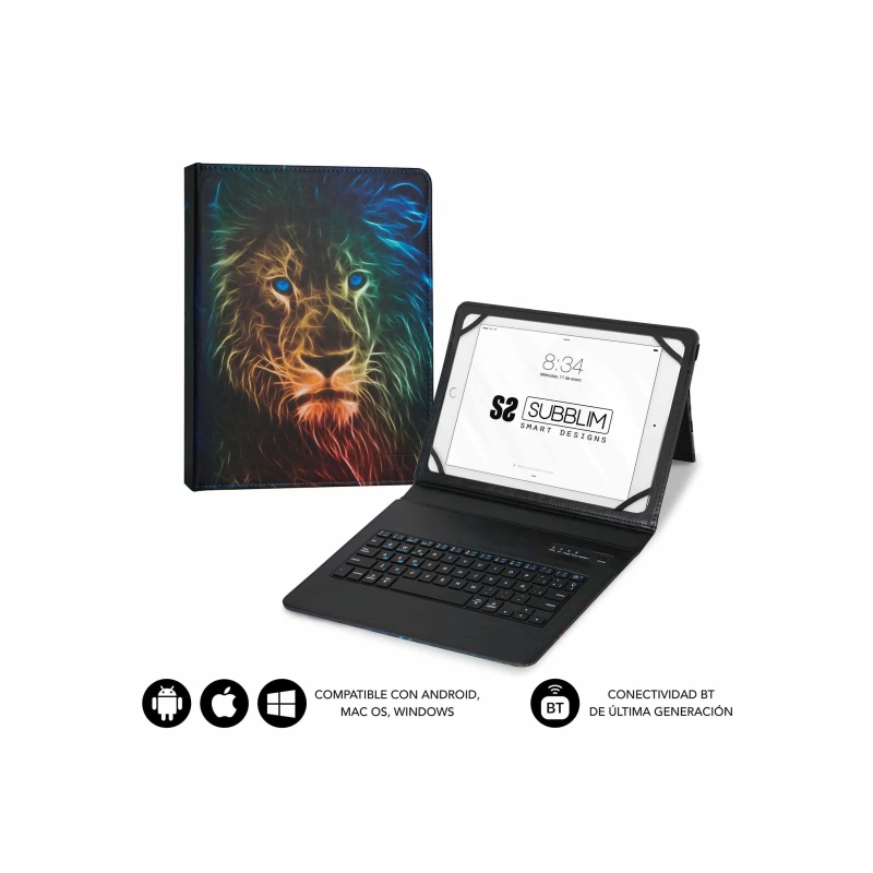 Étui universel Bluetooth Subblim Keytab Pro 9-10,1" - Design ultra-fin - Support réglable - Système magnétique - Durable et adap