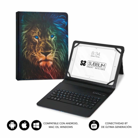 Étui universel Bluetooth Subblim Keytab Pro 9-10,1" - Design ultra-fin - Support réglable - Système magnétique - Durable et adap