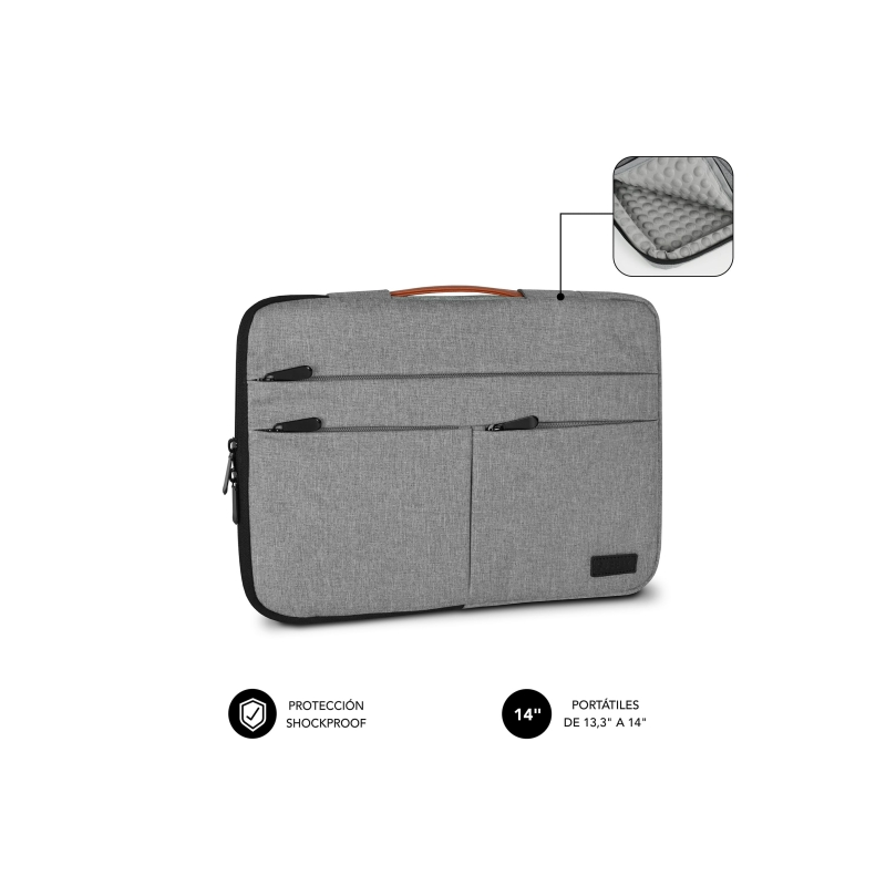 Housse pour ordinateur portable Subblim Air Padded 360° pour ordinateurs portables de 13,3" à 14" - Protection 360° avec rembour