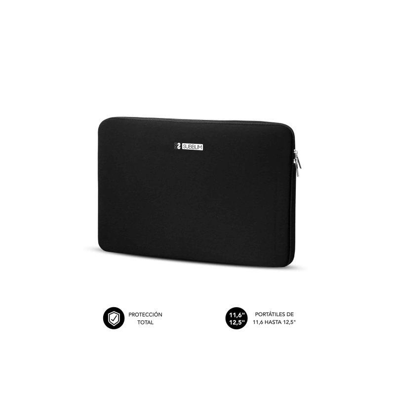 Housse en néoprène Subblim Skin pour ordinateur portable de 11,6" à 12,5" - Fermeture éclair - Noir