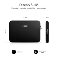Housse en néoprène Subblim Skin pour ordinateur portable de 11,6" à 12,5" - Fermeture éclair - Noir