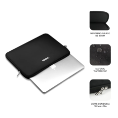 Housse en néoprène Subblim Skin pour ordinateur portable de 11,6" à 12,5" - Fermeture éclair - Noir