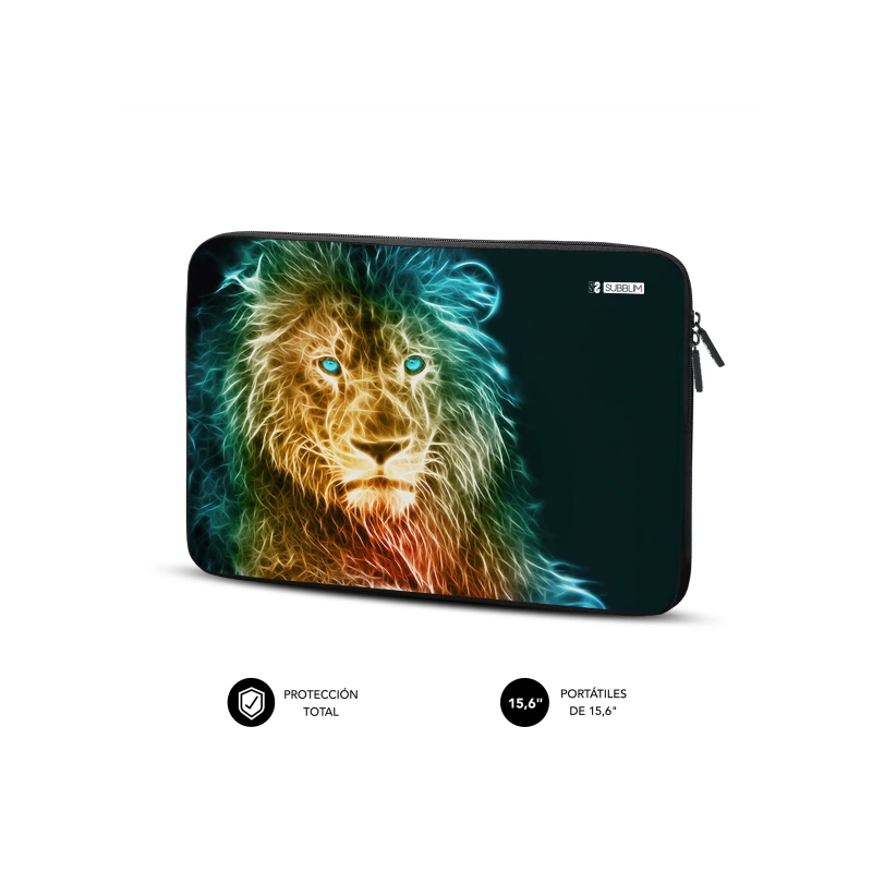 Housse en néoprène Subblim Trendy pour ordinateur portable 15,6" - Résistante aux chocs et aux chutes - Couleur Lion